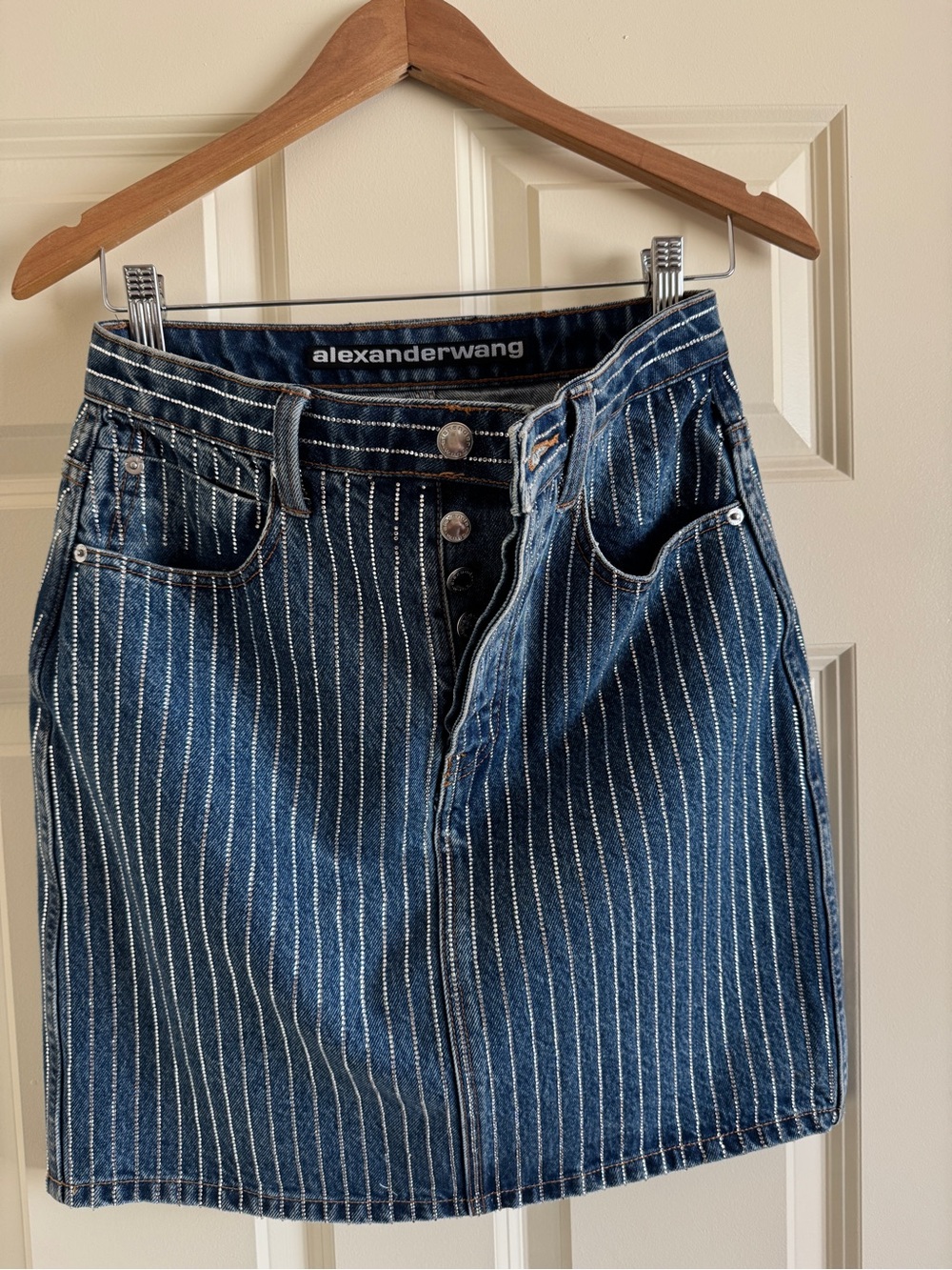 Alexander Wang Denim Skirt with Rhinestones
